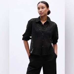 GAP Floral Lace Cropped Shirt Medium NWT